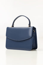 Blue Mini Bag | Two-Compartment PU Bag with Magnetic Closure-Blanc Loom
