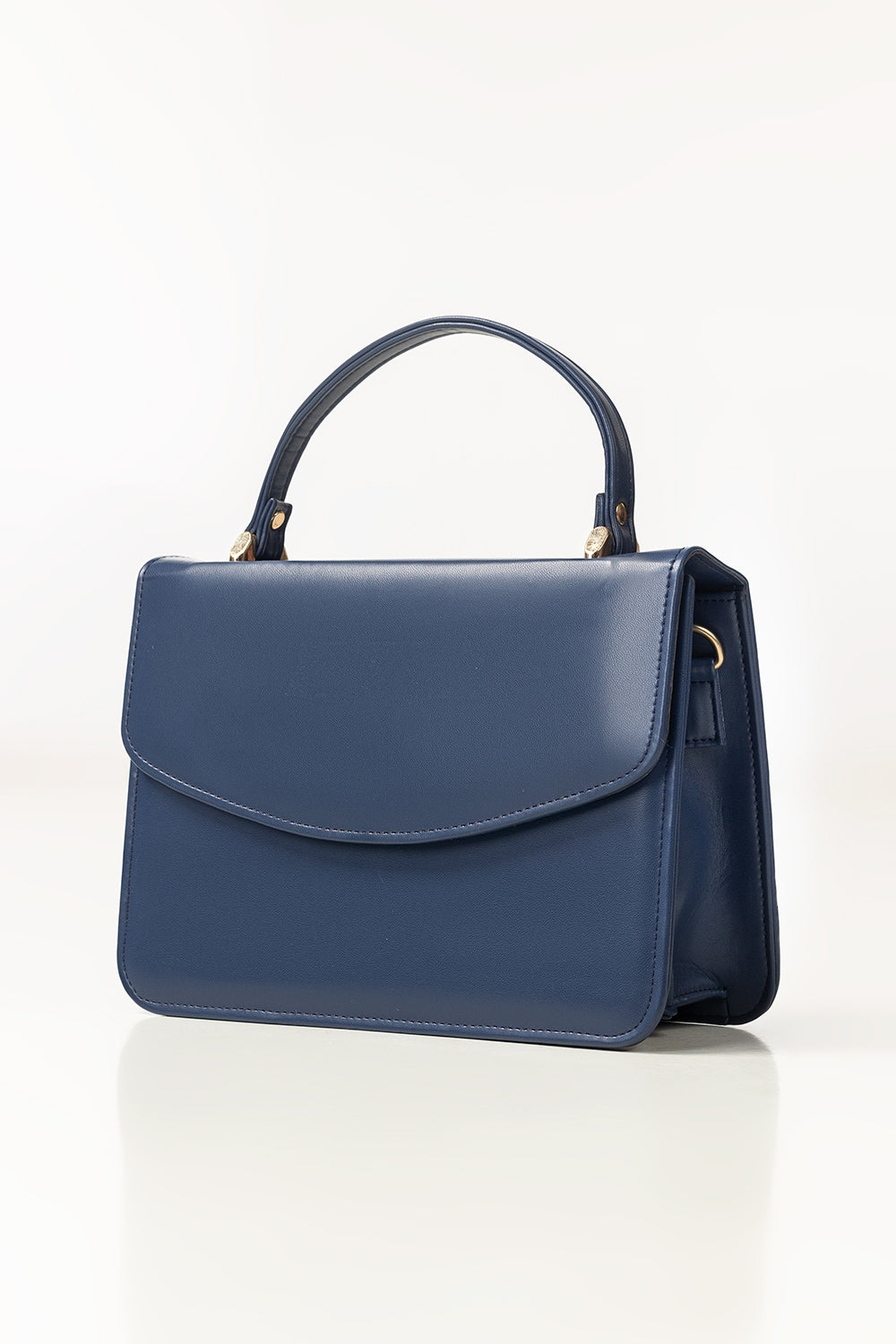 Blue Mini Bag | Two-Compartment PU Bag with Magnetic Closure-Blanc Loom