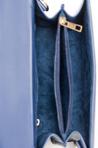 Blue Mini Bag | Two-Compartment PU Bag with Magnetic Closure-Blanc Loom