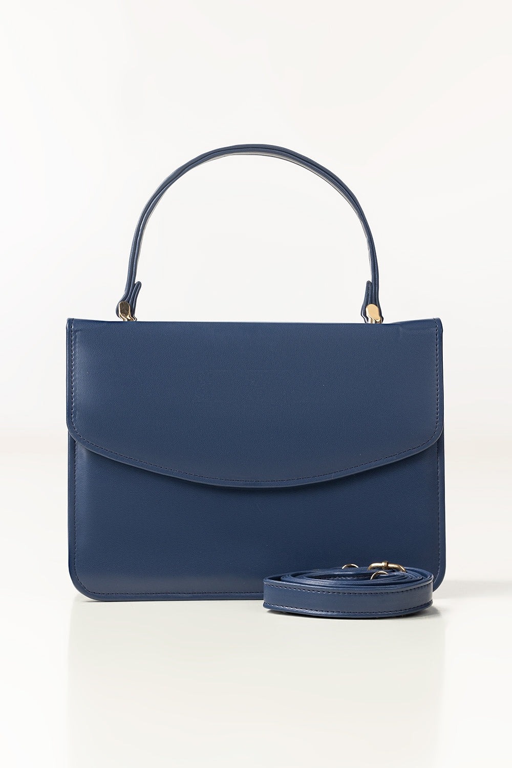 Blue Mini Bag | Two-Compartment PU Bag with Magnetic Closure-Blanc Loom