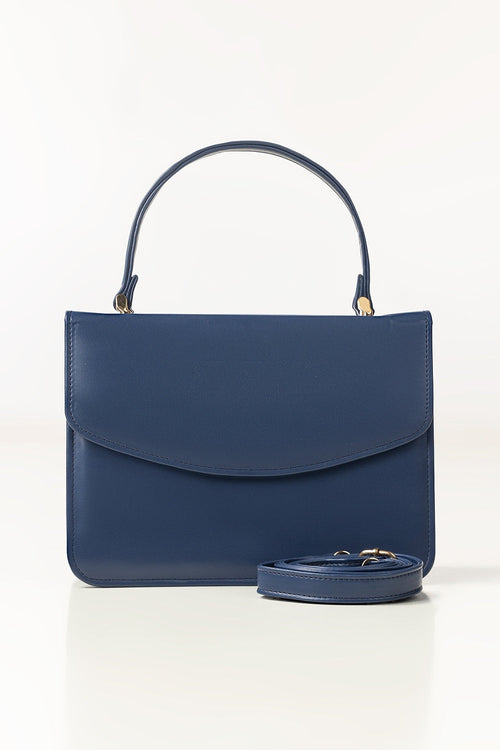 Blue Mini Bag | Two-Compartment PU Bag with Magnetic Closure-Blanc Loom
