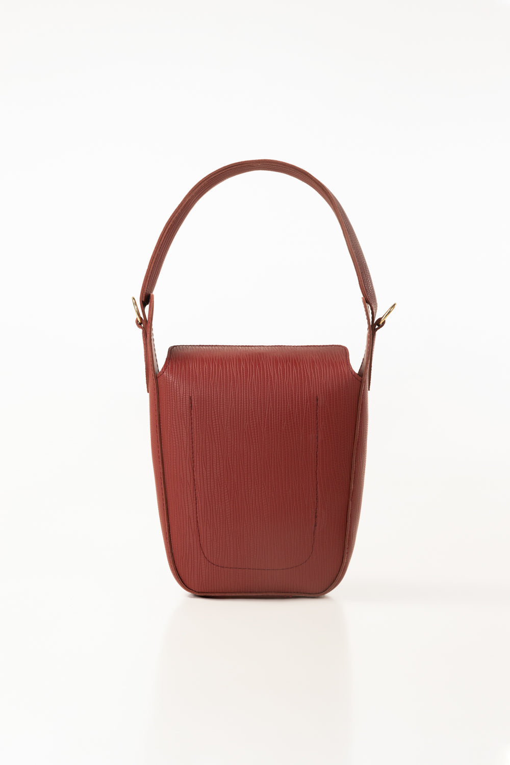 Maroon Bucket Bag | Textured Faux Leather with Gold-Tone Hardware-Blanc Loom