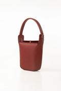Maroon Bucket Bag | Textured Faux Leather with Gold-Tone Hardware-Blanc Loom