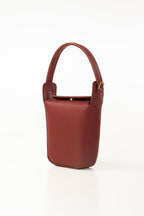 Maroon Bucket Bag | Textured Faux Leather with Gold-Tone Hardware-Blanc Loom