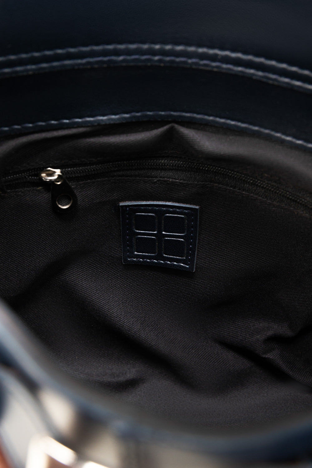 Navy Bucket Bag | Faux Leather with Detachable Strap-Blanc Loom