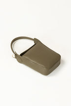 Olive Green Bucket Bag | Textured Faux Leather with Gold-Tone Hardware-Blanc Loom