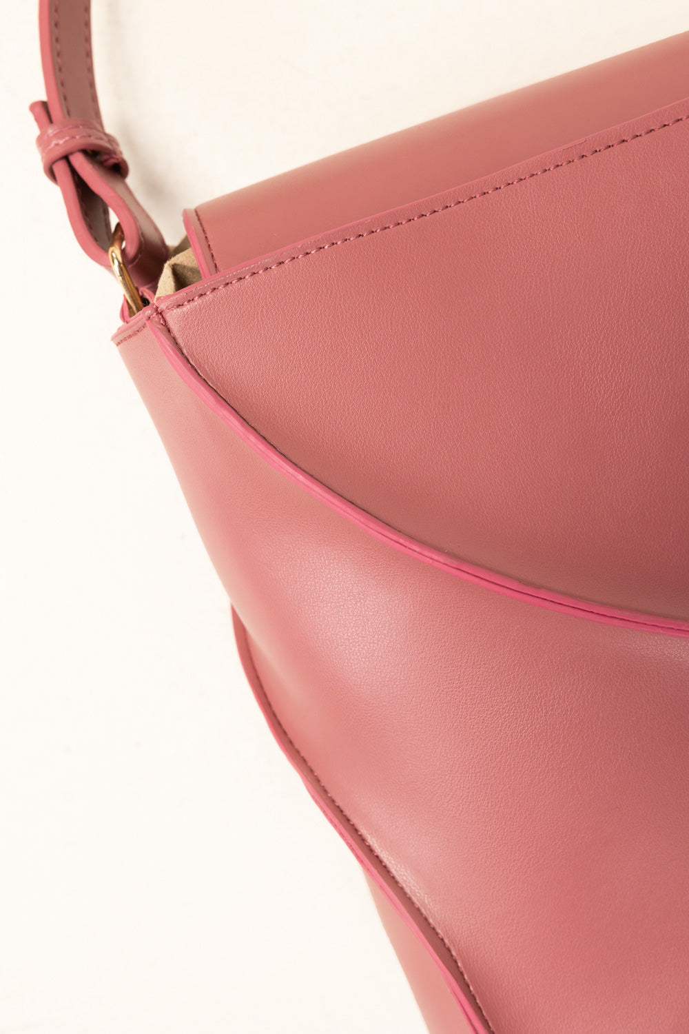 Pink Bucket Bag | Faux Leather with Detachable Strap-Blanc Loom