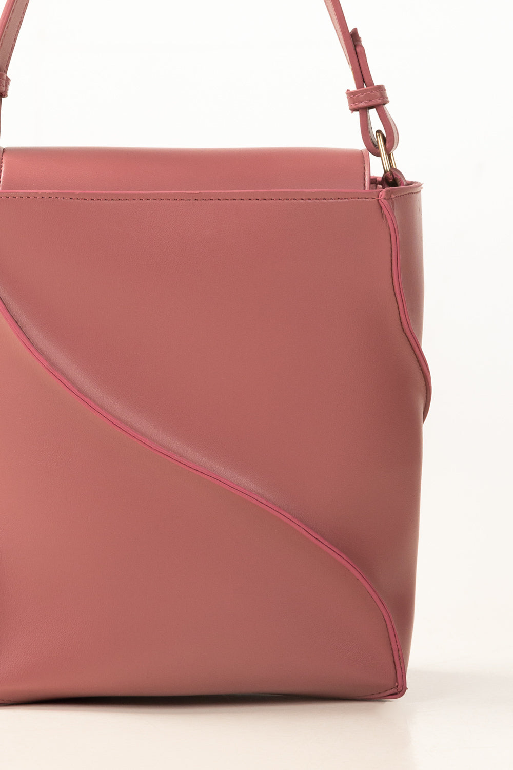 Pink Bucket Bag | Faux Leather with Detachable Strap-Blanc Loom