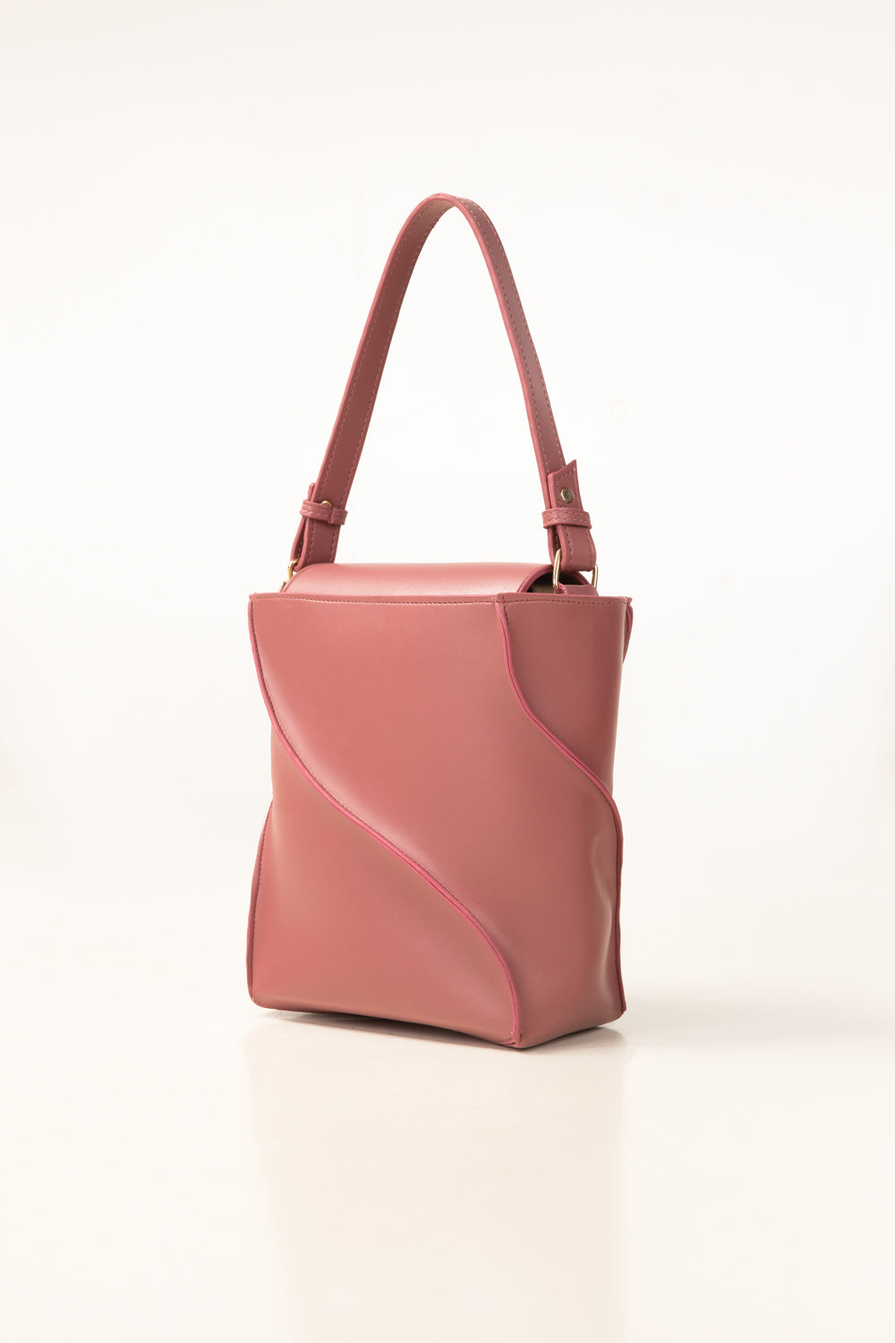 Pink Bucket Bag | Faux Leather with Detachable Strap-Blanc Loom