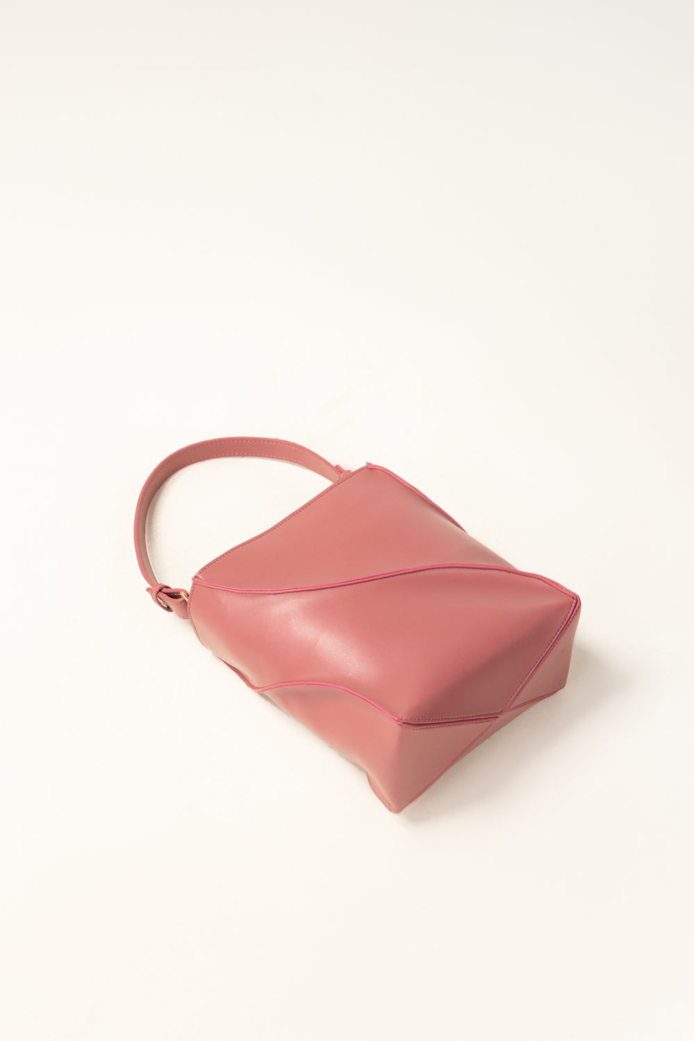Pink Bucket Bag | Faux Leather with Detachable Strap-Blanc Loom