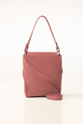 Pink Bucket Bag | Faux Leather with Detachable Strap-Blanc Loom