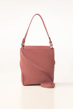 Pink Bucket Bag | Faux Leather with Detachable Strap-Blanc Loom