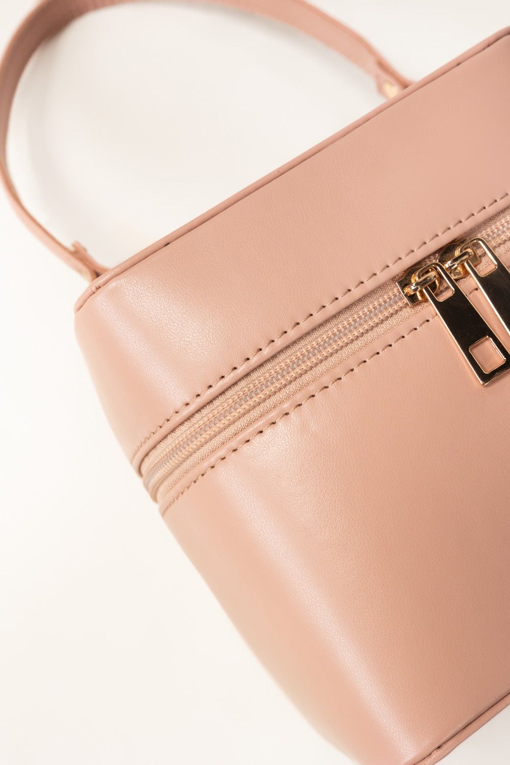 Pink Mini Bag | Faux Leather with Gold-Tone Hardware-Blanc Loom