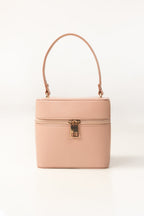 Pink Mini Bag | Faux Leather with Gold-Tone Hardware-Blanc Loom